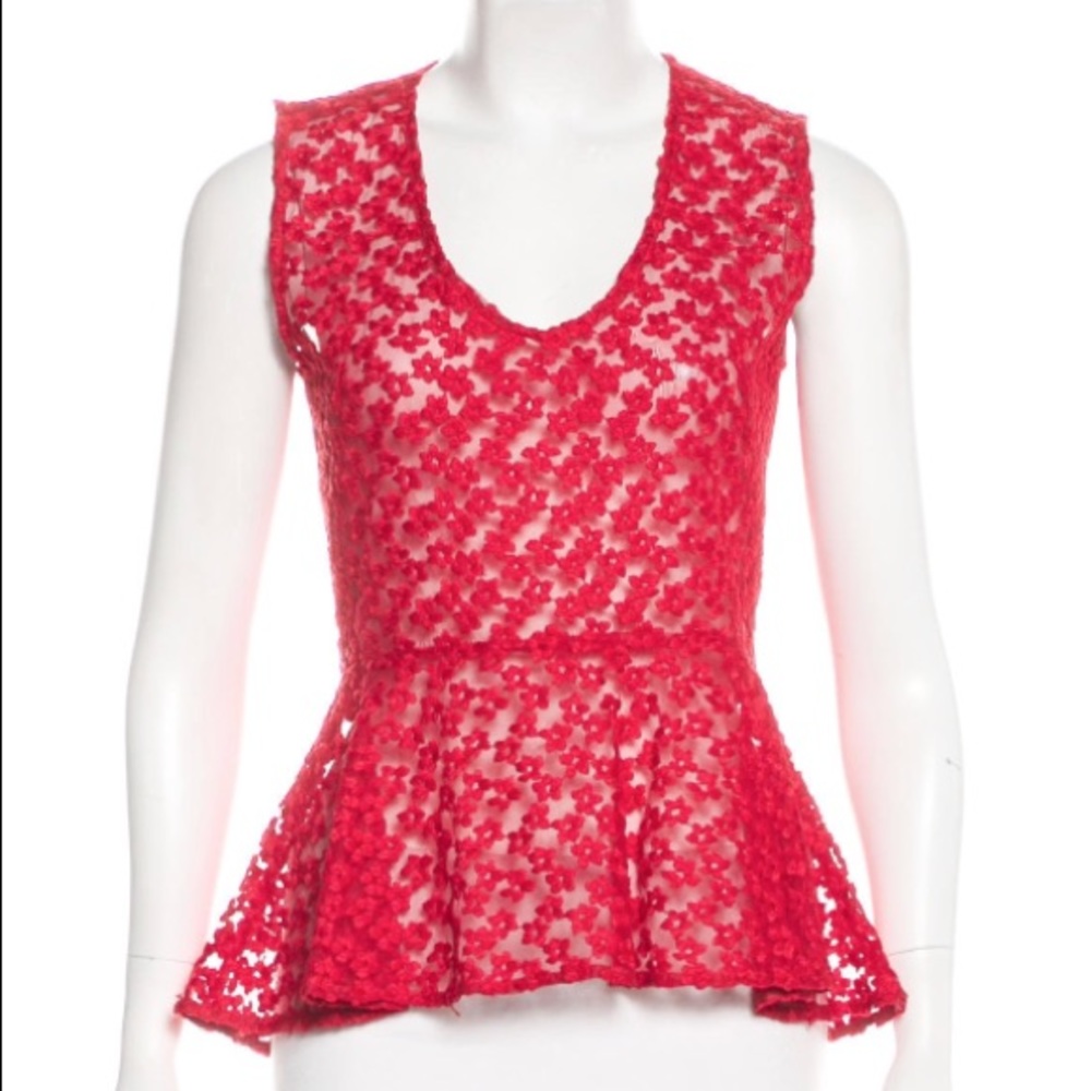 MAJE eyelet lace peplum top